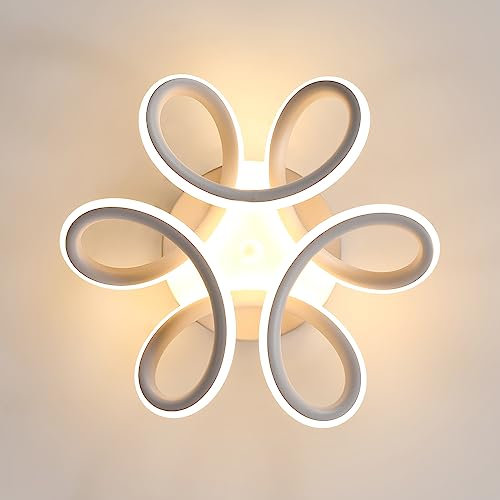 Goeco Deckenlampe LED Modern, 22W Creative LED Deckenleuchte Blumenform, 3000K Warmweißes Licht LED Deckenbeleuchtung für Balkon Diele Schlafzimmer Wohnzimmer Esszimmer, Weiße