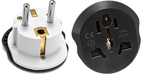Adaptador de Viaje Universal (Europa, Reino Unido, EE.UU, Australia) a Europa Adaptador de Enchufe EU a UK, AU, USA, CN - Ideal para Conectar Tus Dispositivos Electrónicos (Black)