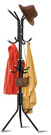 1ABOVE Metallgarderobe, freistehender Kleiderbaum, 12 Haken, für Zuhause, Büro, Schlafzimmer, Eingangsbereich, Ausstellungshalle, ideal für Hüte, Schals, Mäntel, Jacken, Regenschirme und Taschen,