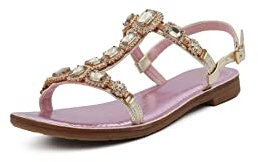 QUEEN HELENA Sandali Gioiello Bassi con Pietre e Strass Donna Y5003 (Rosa, numeric_39)