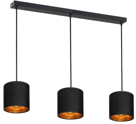 Miratic Hängeleuchten & Pendelleuchten Lampenschirm Hängelampe Pendelleuchte Schwarz E27 (Glühbirnen nicht im Lieferumfang enthalten) (3 Lichtquellen)