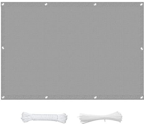 Terrassendach Sichtschutz Garten 3.2 x 5 m atmungsaktiv Sonnenschutz rechtwinklig Markise Kostenlose 1 × 5m Seile für Balkon Garten Terrasse, Grau