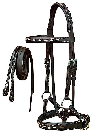 CHALLENGER Cob Brown 7715WH-C Buckstith Bitless Sidepull Zügel Leder Weiß