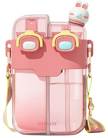 AVZYARDY Botella ag Kawaii Botella ag portiva 780ML con pajita Taza ag linda sin con correa ajustable,botella bebida dibujos animados portátil para viaj colar