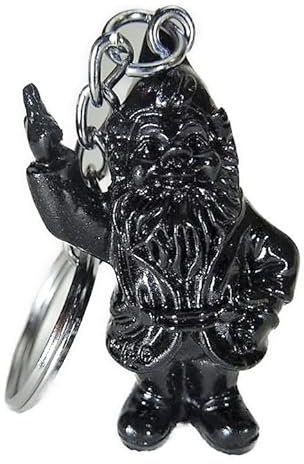 Generisch Schlüsselanhänger Zwerg mit Stinkefinger Farbe Schwarz 10 x 2,5 cm Gartenzwerg Mittelfinger Figur Deko GTT H269