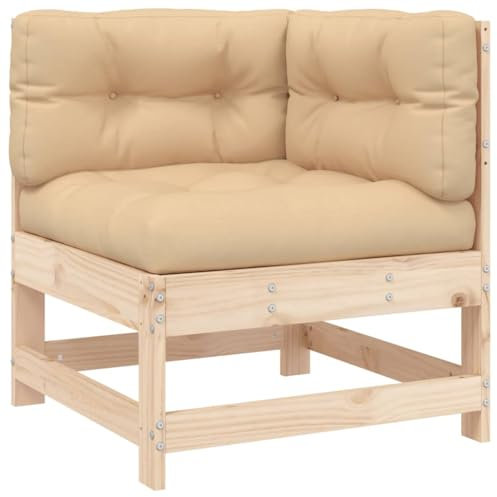 vidaXL Ecksofa, Gartensofa mit Kissen Latten-Design, Modular Holz Sofa für Garten Terrasse, Gartenmöbel Loungemöbel, Massivholz Kiefer