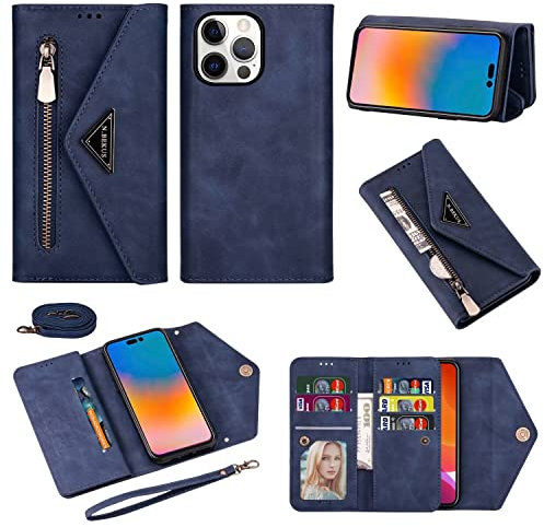 GoodcAcy Funda Huawei P20 Lite con Cuerda,Flip Billetera Funda Cuero con Ajustable Colgante,[6 Ranuras][Hebilla Magnética],Funda Piel Carcasa Case para Huawei P20 Lite,Azul