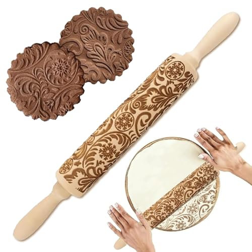 Homefantasy Rouleau à Pâtisserie en Bois 3d,Rouleau à Pâtisserie Gaufré,Rouleau à Pâtisserie en Bois,Rouleau à Pâtisserie en Bois à Motif,Gaufrage Rouleau à Pâtisserie,pour Gâteau,Pâte,Pizza