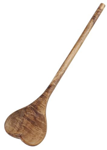 Heart Shaped Wood Spoon, Long Handle Love Spoon for Appetizer, Serving Mixing Spoon Kitchen Utensil for Wedding Gift Mothers Day, 11Inch