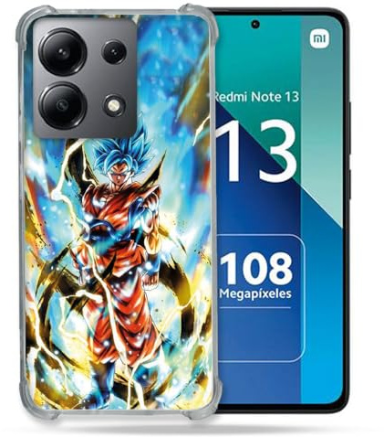 Cokitec Schutzhülle für Xiaomi Redmi Note 13 4G, verstärkt, stoßfest, Manga, Dragon Ball Sangoku, Weiß