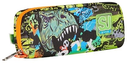 SJ Gang Portapenne Scuola, Verde, Nero, Rexme, Bustina con Scomparto Unico Porta Penne, Accessori Zaino, Medie, Superiori, Bambino