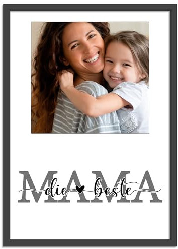 OWLBOOK® Muttertagsgeschenk Bild | Personalisierte Geschenke für Frauen | Fotogeschenke Geschenke zum Muttertag | Muttertagsgeschenke für Mama | Die beste Mama grau | Papier