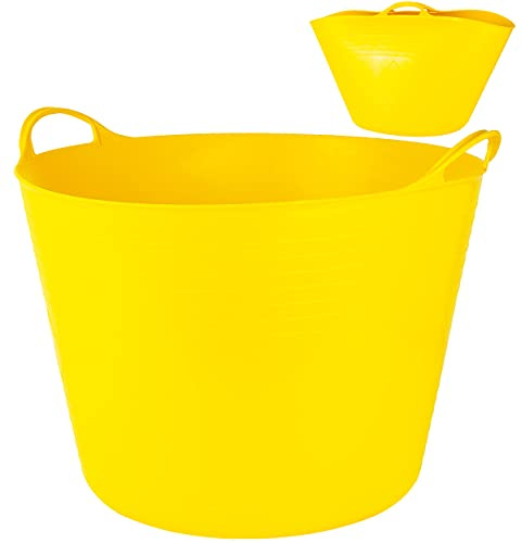 alles-meine.de GmbH Flexi & flexibel Modell + Farbwahl XXL großer - biegbarer - Aufbewahrungsbehälter mit Henkel - gelb - neon Farben - Gummieimer - z.B. Garteneimer/Eimer ..