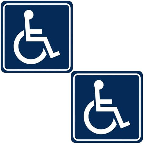 2 Stück Aufkleber für behinderte Rollstuhlfahrer, behindertengerechte Autoaufkleber, barrierefreie Durchgangsschildaufkleber, Sicherheitsschildaufkleber (blau)