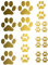 Confox - Katzen/Hundepfoten Sticker. 23er Aufkleber Set in vielen Farben: 12 Stück 2,7x2,6 cm, 5 Stück 4,3x4,1 cm, 6 Stück 7,4x7 cm. (Gold)