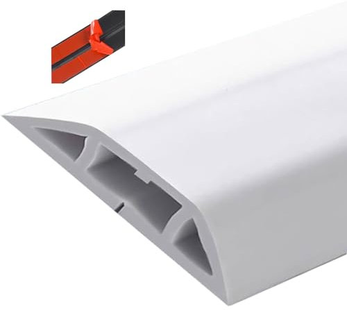 Cable Trunking,Wood-Effect Half round Cable Raceway,Self-Adhesive Backing Paintable Cable Trunking,Cable Concealer Management/Black-20Mm(79/100In)(White 50Mm(1 97/100In))