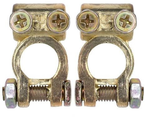 MINIEASE Battery Disconnect Terminals, Gold, Toggle Switch, Manual Operation, Top Post Connectors for Car, Van, RV, Boat