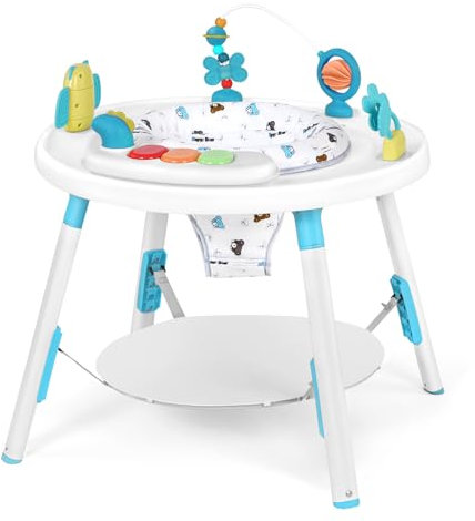 UBRAVOO Baby Activity Center,3-in-1 Baby Walk Along Toys with Removable Toys and 360° Rotating Seat - Ideal for Infant Development and Entertainment (Blue)