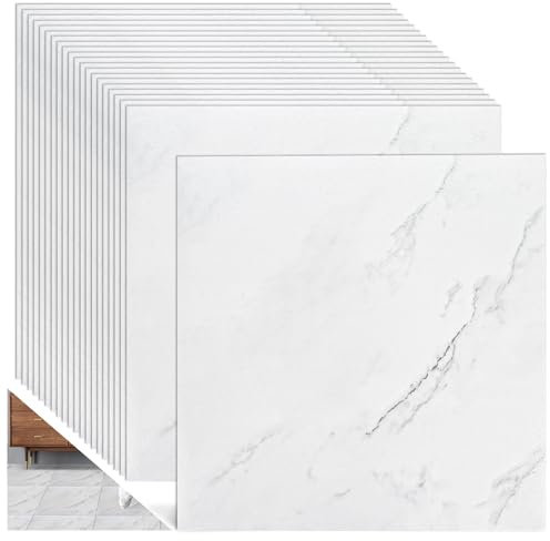 YOUNTHYE 20Pack Vinyl Flooring Tiles, 30x30cm Floor Tiles Self Adhesive Bathroom Floor Tiles Peel and Stick, Waterproof Flooring Stickers Marble Effect for Kitchen Living Room Bathroom