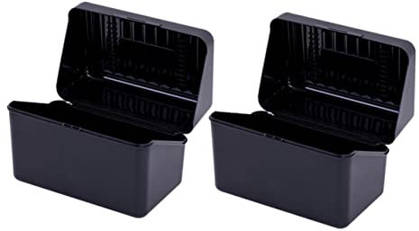 VILLCASE Karten Organizer Kunststoff Klappbox 14,5x8,5x9cm Stabiler Visitenkartenständer Für Schreibtisch Und Konferenztisch 2 Stück Schwarz