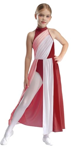 Zaldita Abito da Pattinaggio Artistico per Bambina con Chiffon Body da Balletto Leotards Danza Lirica Classica Abito da Ballerina Latino Americano Dancewear Borgogna 11-12 Anni