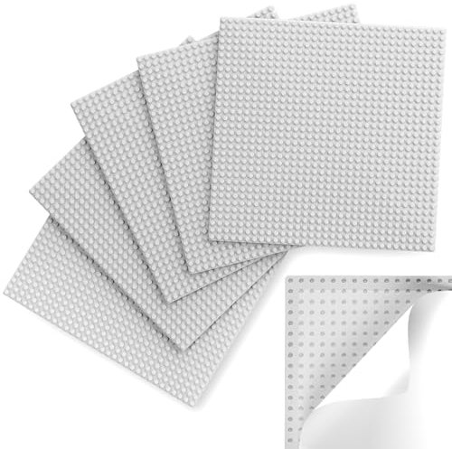 Classic Baseplates, Peel and Stick Base Plates for Building Bricks, Compatible with Major Brands, Self-Adhersive Base for Bricks 10 x 10, 6 Pack Grey