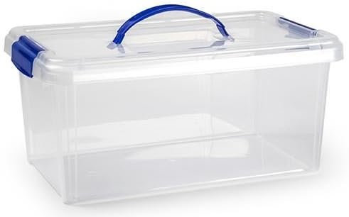 Clear Plastic Storage Box with Lid & Carry Handle Clip Locking Stackable Caddy Container (10 Litre)