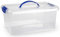 Clear Plastic Storage Box with Lid & Carry Handle Clip Locking Stackable Caddy Container (10 Litre)