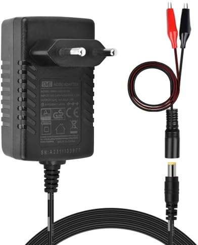 TalentCell Chargeur intelligent 14,4 14,6 V/1,5 A, adaptateur secteur AC DC, chargeur de batterie LiFePO4 12 V avec prise DC 5521, pinces crocodiles pour appareil photo, haut-parleur, GPS, webcam