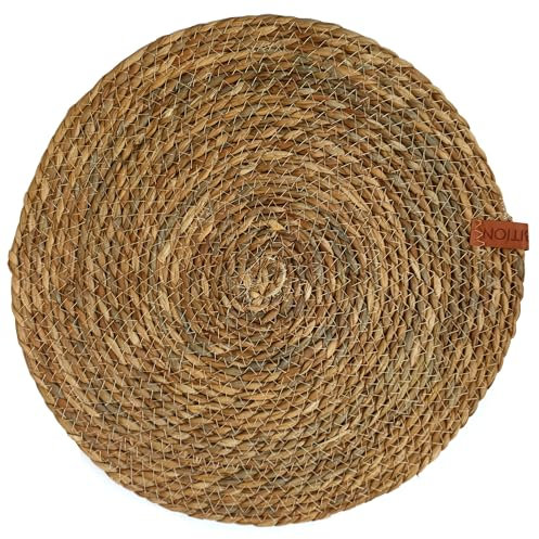 AMBITION Rundes Platzdeckchen Boho Natural 40 cm Teller Untersetzer aus Seegras runde Tischmatte Deko Matte