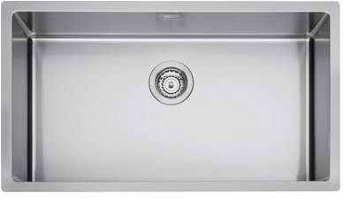 EVHOC Lavello Cucina Sopratop 1 Vasca NATURALIS M, Lavandino in Acciaio Inox Vasca Unica con Finitura Satinata, Piletta Inclusa, Made in Italy, 74 x 44 cm