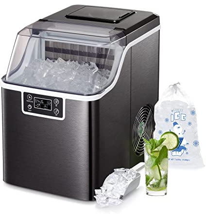 Nugget Ice Maker Countertop - Self-Cleaning Ice Machine, Produces 35Lbs of Pellet Ice Daily, Ideal for Home, Office, Bar, or Parties
