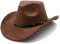 Cowboyhut Damen Herren mit Band Cowgirl Kostüm Westernhut Cowboyhüte für Damen Schwarz (Z-Braun)