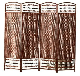 Handgemachte geflochtene faltbare Paravent 4 Paneele Trennwand Bildschirm freistehende Trennwand Panel für Privatsphäre im Wohnzimmer Schlafzimmer und Büro massive Webmöbel (braun 1150 cm)