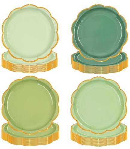 EVYIENEN 48 piatti di carta da dessert color verde salvia, 17,8 cm, usa e getta, in lamina d'oro sfumata, per feste, matrimoni, matrimoni, matrimoni, matrimoni, matrimoni, 17,8 cm