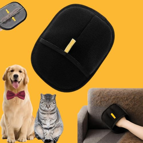 Donubiiu Fellmagnet, Fellhandschuhe Fingerlos Katze, Katzen Handschuhe Fellpflege Für Glattes und Gesundes Fell (Schwarz,1PCS)