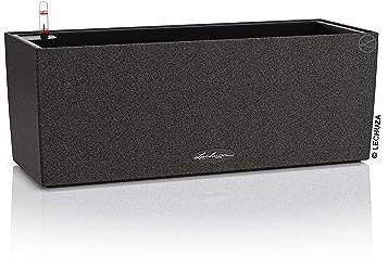 Lechuza – Pot de Fleurs d’Extérieur et d'Intérieur – Stone Balconera – Réserve d'eau Intégrée – Coloris Noir Graphite – 50 × 19 × 19 cm (Lot de 6)
