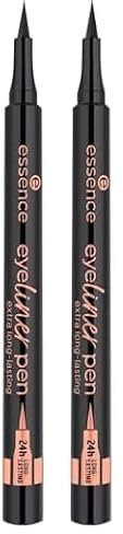 essence eyeliner pen extra long-lasting, Nr. 010, Schwarz, langanhaltend, definierend, farbintensiv, vegan, wasserfest, ohne Mikroplastikpartikel, ohne Parfüm, 2er Pack (1.1ml)