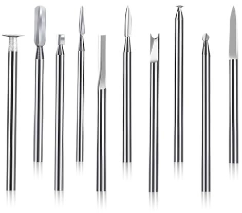 yotutun Lot de 10 Fraises Rotatives en Carbure de Tungstène, Perceuse Ponceuse Electrique Jeu de Mèches de Sculpture sur Bois avec tige de 1/8 pour Bricolage, Sculpture, gravure, ponçage et perçage