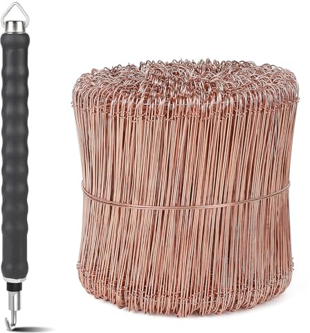 CPROSP Rödeldraht Verkupfertem(1000 Stk) mit Draht Driller, Set aus Betonbindedraht 140mm und Rödelzange 30cm, Drillapparat Draht für Verbinden von Bewehrungstahl, Zaunbau, Gärtner und Floristen