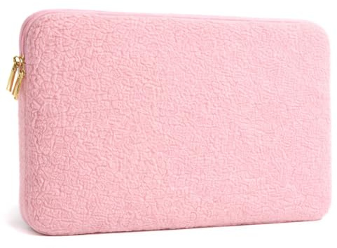 TALIDA Laptophülle - Laptoptasche Teddy-Stoff - Kompatibel mit 15, 15,3, 15,6, Zoll - Moderne und Hochwertige Notebook Hülle für Laptops aus Premium Teddy-Stoff (1, Rosa, 15,6 Zoll)