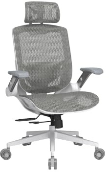 COUGAR Speeder One – Ergonomischer Mesh‑Gaming‑ & Bürostuhl – Weiß | 2D‑Armlehnen, verstellbare Kopfstütze, Lendenstütze & Sitztiefe, atmungsaktives Mesh, bis 120 kg