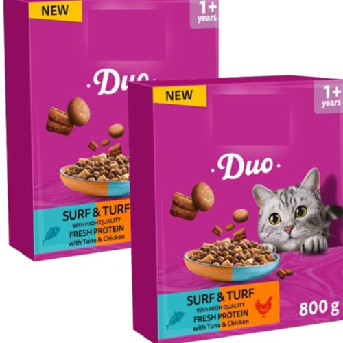 HighFigh Duo Surf and Turf Dry Cat Food Biscuits, Ingredients, 800g, Pack of 2