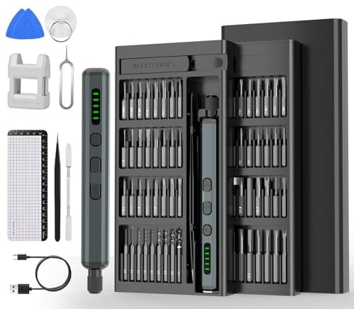 Cacciavite Elettrico, 76 IN 1 Cacciaviti Precisione Set Magnetici con 64 Punte Magnetiche 5 Impostazioni di Coppia Kit Cacciaviti Multifunzione Precision Screwdriver Kit per Occhiali ed Elettronica