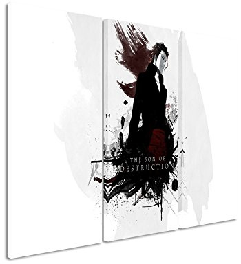 Leinwandbild 3 teilig Sosuke_Aizen_bleach_3x90x40cm (Gesamt 120x90cm) _Ausführung schöner Kunstdruck auf echter Leinwand als Wandbild auf Keilrahmen