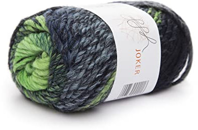 ggh Joker - Schurwolle Mischung - 50g Wolle zum Stricken oder Häkeln - Dicke Wolle mit Farbverlauf - Farbe 016 - Grün-Marine meliert