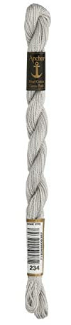 Anchor Perlgarn Stärke 5 4585000-00234 silbergrau Stickgarn, 100 % Baumwolle, 5g Strängchen