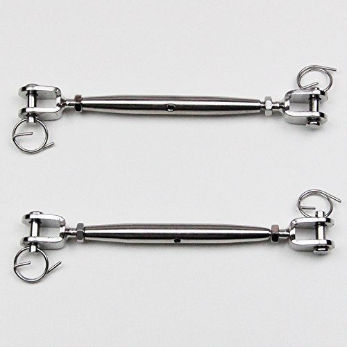 2 Stück Wantenspanner M4 Gabel/Gabel geschweißt, geschlossen, Edelstahl A4