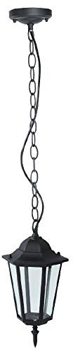 V-TAC Mattschwarz Rustikaler Industriestil E27 Deckenlampe-Aluminium mit Glasscheiben IP44 Außen-Hängelampe, Matt-schwarz, Max 40W