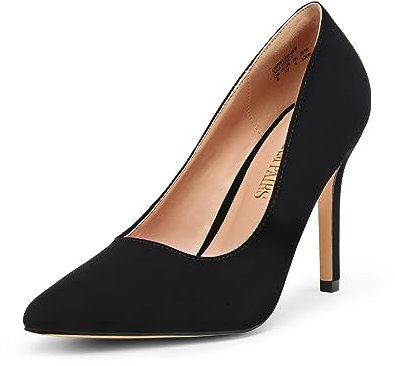 DREAM PAIRS Women's Closed Toe High Heels Dress Pointed Toe Wedding Pump Shoes,Size 5.5,Black/Nubuck